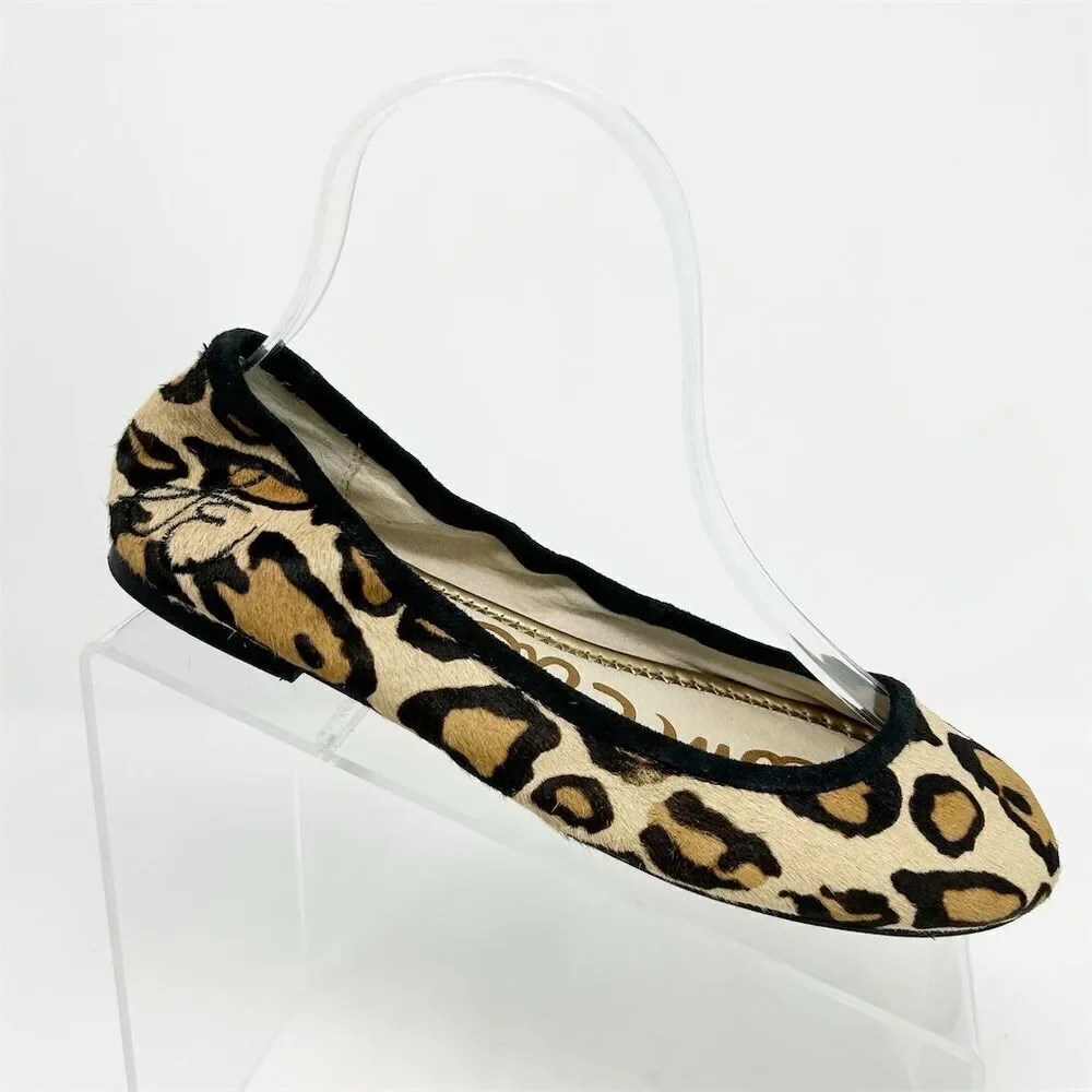 Sam Edelman Women's Leopard Print Leather Ballet Flats Size 6.5 Chic Casual